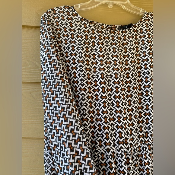 Ellos Women's Plus Black Geometric Print Sheer Overlay Tiered Dress Size 18/20 - Picture 15 of 17